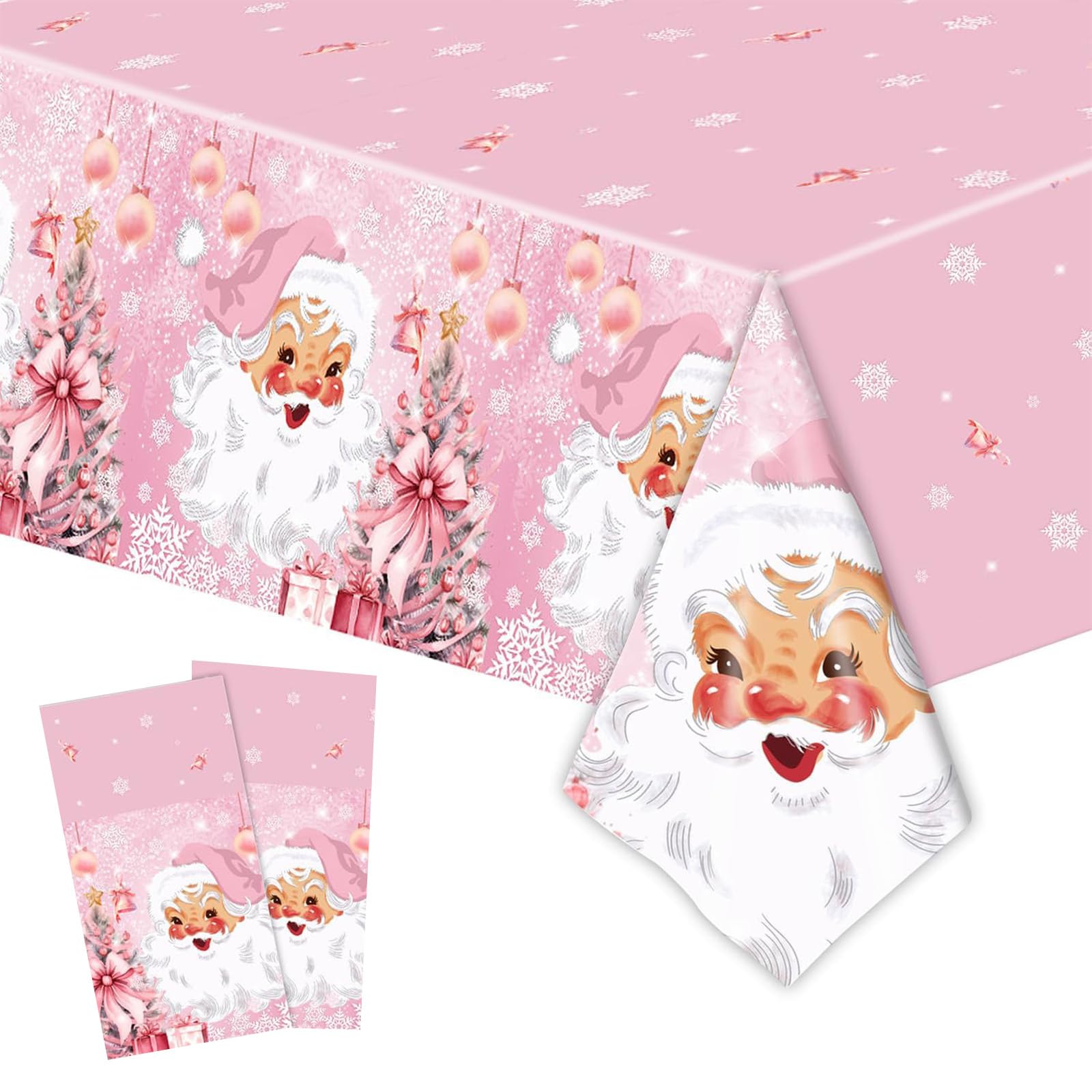 pcs Christmas Table Cloth Party Plastic Xmas Tablecloths,137*274cm Pink Snowman Table Cloth Disposable Christmas Table Cloth Dinner Tablecover for Holiday Christmas Party Table Decorations ﻿