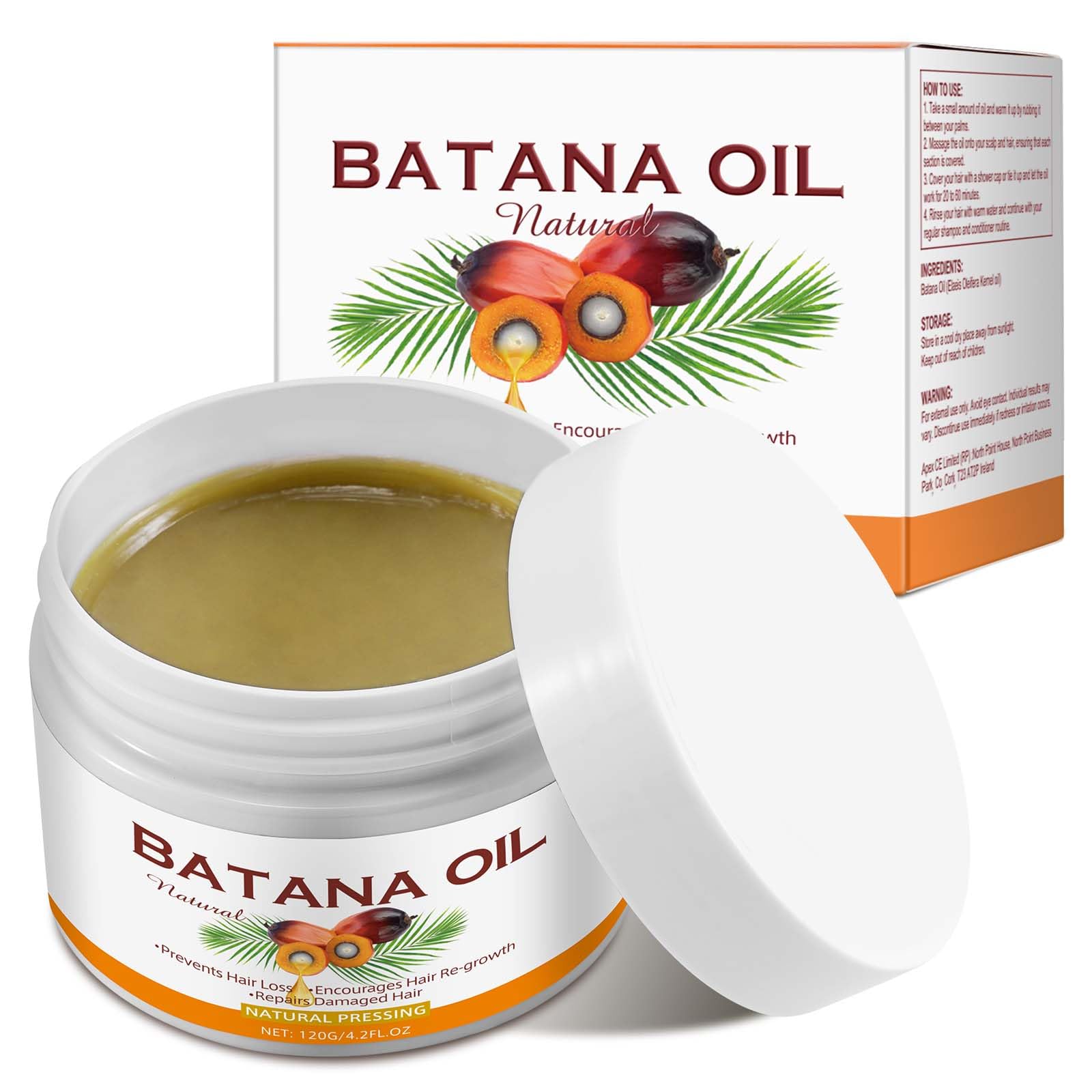 Raw Batana Oil for Hair Growth,100% Natural Batana Oil from Honduras, Prevent Hair Loss, Eliminates Split Ends and Enhances Hair Thickness for Men & Women 120g