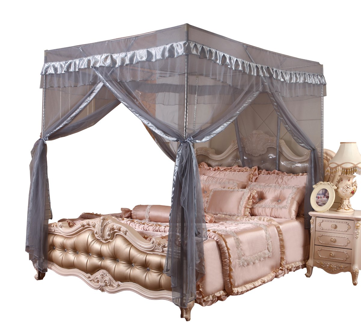 Mengersi 4 Corners Post Bed Canopy Bed Curtains Mosquito Net For