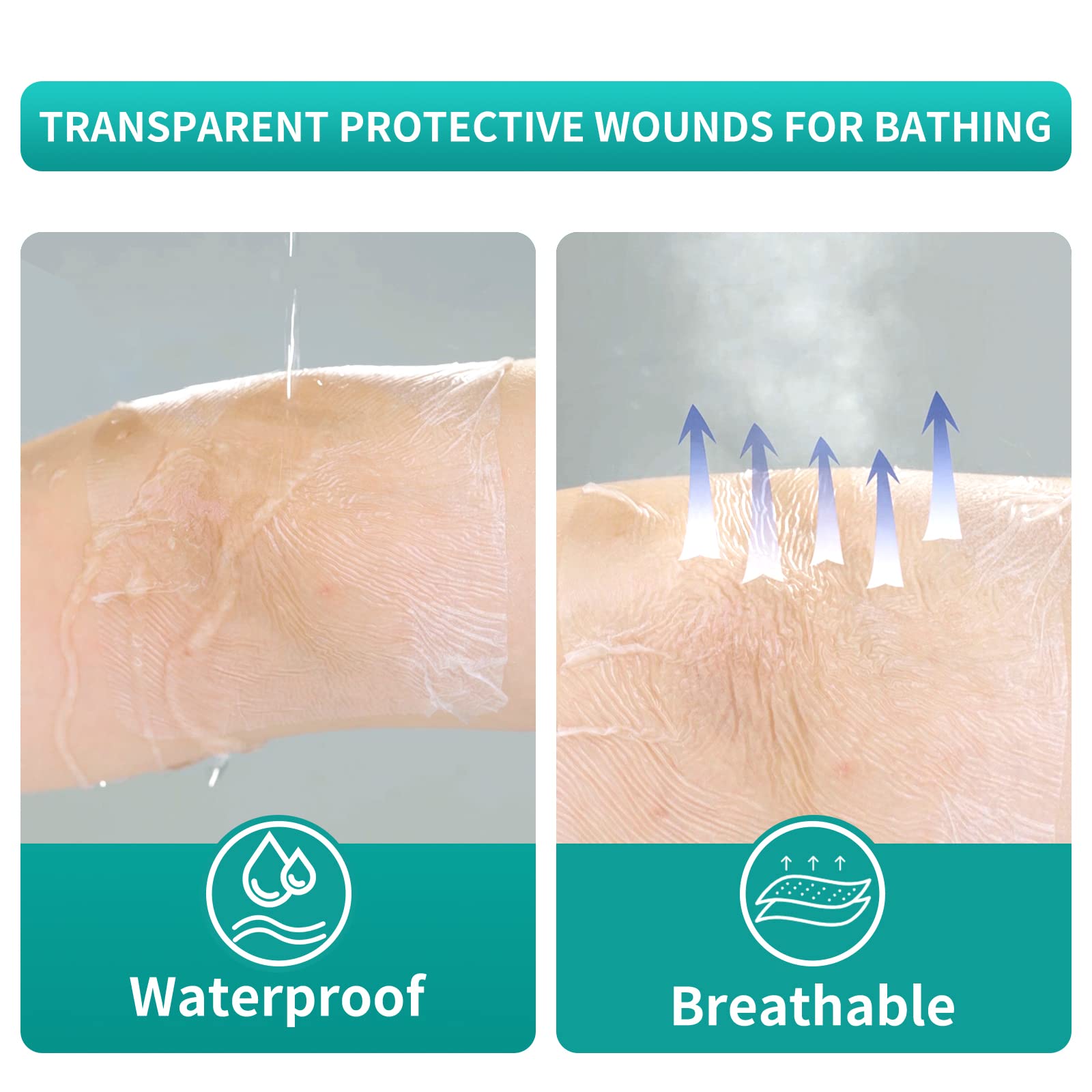 Dimora Transparent Film Dressing 50 Packs, Waterproof Adhesive Clear Bandages 4 in x 5 in, Wound Cover for IV Shield, Tattoo Aftercare Bandage,Clear Bandage Tape for Wound Care
