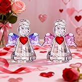 HDCRYSTALGIFTS Set 2 Crystal Guardian Angel Figurines Collectibles,2.5'' Glass Angel Ornaments for Galentines/Valentine’s Day Home Dollhouse Statues Decor Gifts for Women