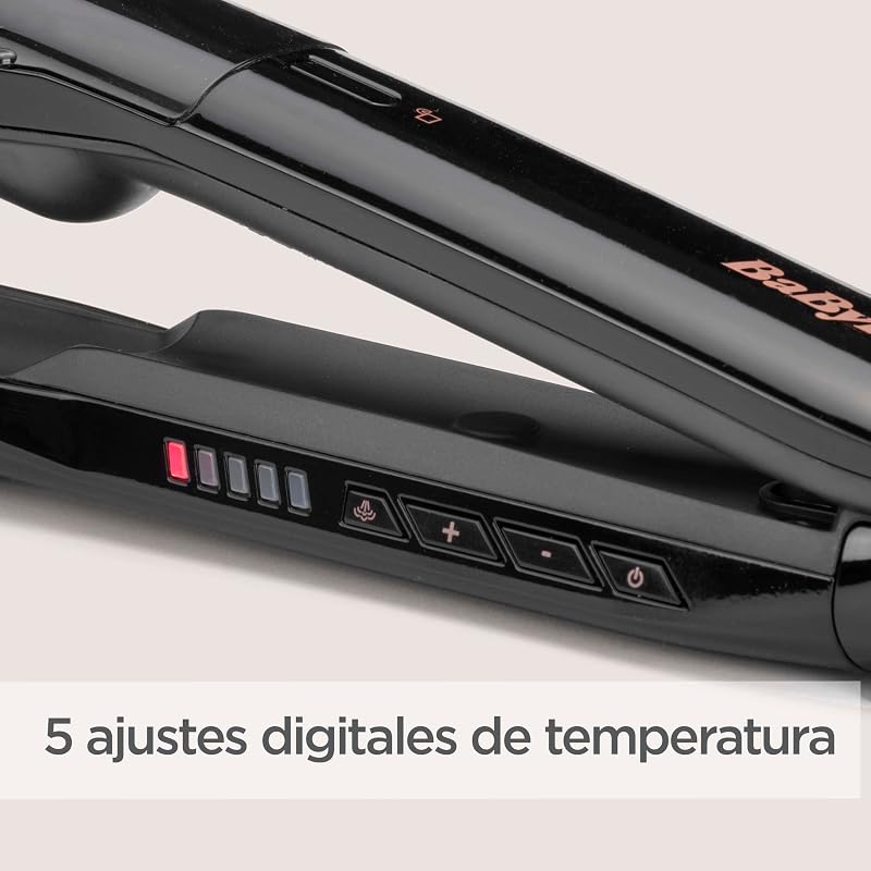 Ferro para alisar cabelo liso a vapor, preto