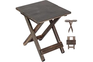 DAXULY Small Patio Table, Outdoor Folding Side Table, Portable Side Table, Small Side Table, Accent Table, Small Coffee End Table, Wood Table Top for Living Room, Bedroom... (Square - Walnut - Set 1)
