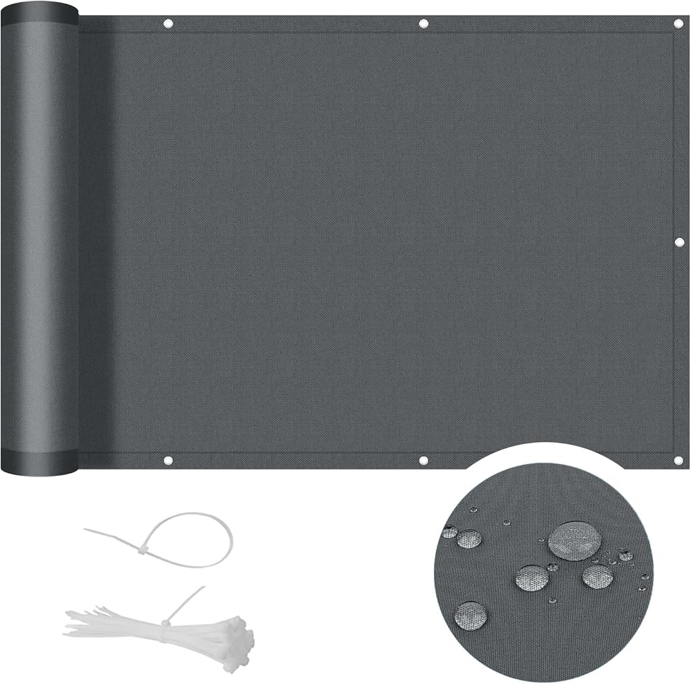 Cool Area Balcony Privacy Screen 90x600cm Anthracite PES Anti-Peeping Waterproof