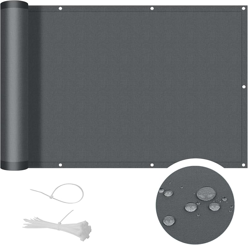 Cool Area Balcony Privacy Screen 90x600cm Anthracite PES Anti-Peeping Waterproof