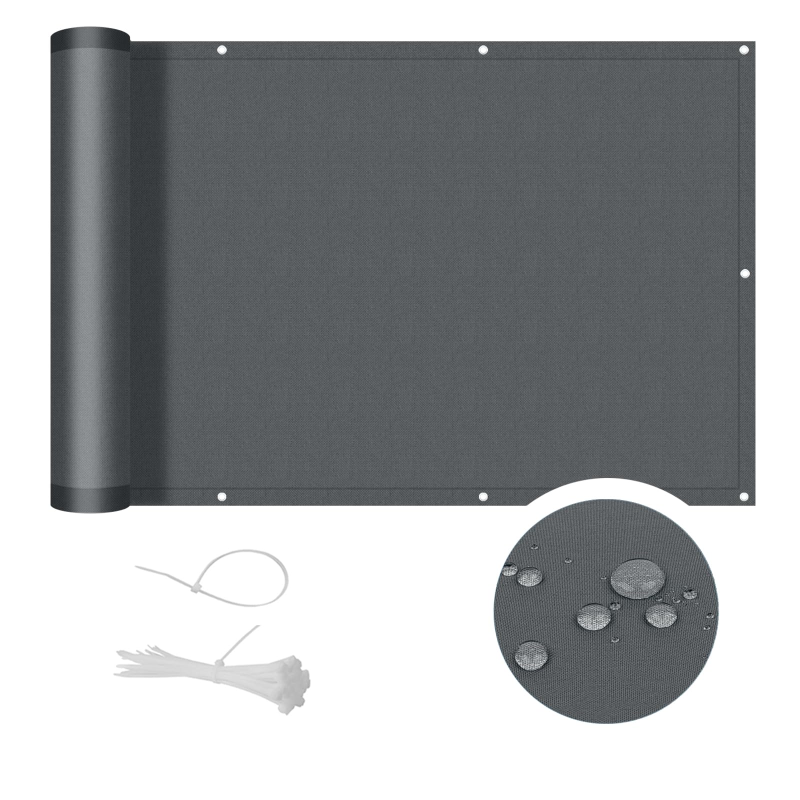 Cool Area balcony privacy screen,PES balcony cover anti-peeping,anti-rain, anti-ultraviolet,90x900 cm,Anthracite