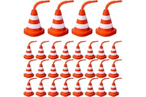 Sawysine 24 Pack Construction Cone Cups with Straws Bulk, Traffic Cones Party Favor 10 oz Plastic Reusable Kids Race Cups Set for Construction Traffic Theme Racing Car Birthday Party Supplies