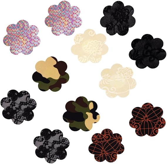 6 Pairs Women Pasties Disposable Breast Petals Stain Nipple Cover Multi Design at Amazon Women’s