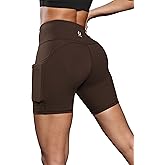 Fihapyli ICTIVE Women's Workout Running Shorts with Deep Pockets High Waisted Tummy Control Yoga Gym Spandex Biker Pants
