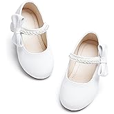 PHIRAMIN Toddler Flower Girl Glitter Dress Shoes Little Girl Ballet Flats Bow Wedding Party