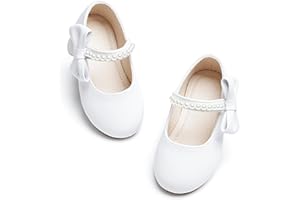 PHIRAMIN Toddler Flower Girl Glitter Dress Shoes Little Girl Ballet Flats Bow Wedding Party