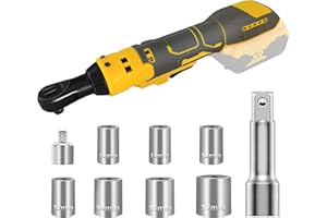 RAYLEEY Cordless Ratchet Wrench for Dewalt 20V Battery, 3/8" Electric Ratchet Set 45 Ft-lbs (60 N.m), Variable Speed control, 580RPM Power, 8 Sockets (9/10/11/12/13/14/15/17mm) - No Battery