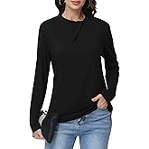 Simlakey Business Casual Tops for Women Long Sleeve Mock Neck Twist Knot Outfit Stretch Dressy Slim Fit Fall Trendy Blouse