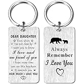 Jzxwan Daughter Keychain Gifts, I Love You Daughter Birthday Valentines Day Keychain, Love And Proud of You Key Chain Present from Mom Dad
