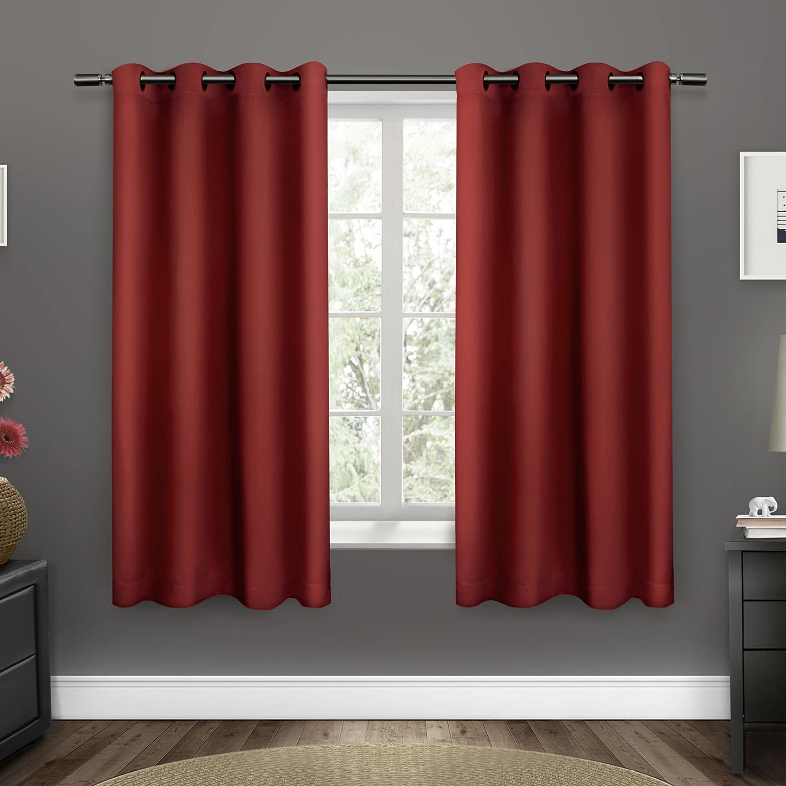 Exclusive Home Curtains Sateen Woven Blackout Grommet Top Panel Pair, Chili, 52x63, 2 Piece — image 1