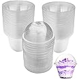 50 Pack Disposable Clear Plastic Cups Ice-cream Cups with Dome Lids, 180ml/6oz PET Sundae Dessert Cups for Iced Coffee Cold Drinks Frozen Yogut Fruits Jello Snacks Bubble Boba Tea Juice Milkshake