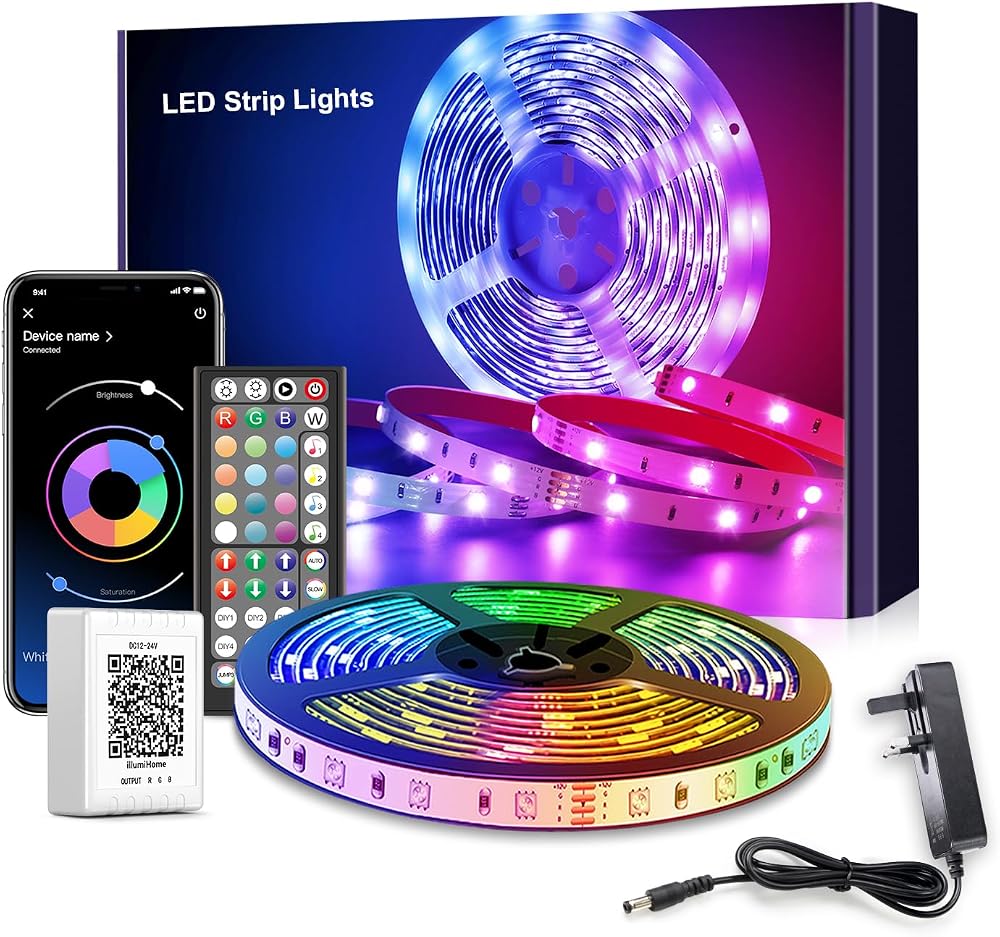 Mexllex LED Strip Lights 5m RGB Color Changing with Remote and Music Sync