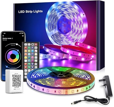 Mexllex LED Strip Lights 5m RGB Color Changing with Remote and Music Sync