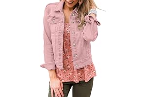 LookbookStore Women's Basic Long Sleeves Button Down Fitted Denim Jean Jackets