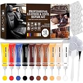 Leather Repair Kit for Furniture, Sofa, Jacket, Car Seats &amp; Purse, 10Pcs Vinyl Repair Kit with Easy Instructions, Fix Tears, Scratches, Holes &amp; Peeling on Genuine, Faux, Bonded Leather (Multicolor)