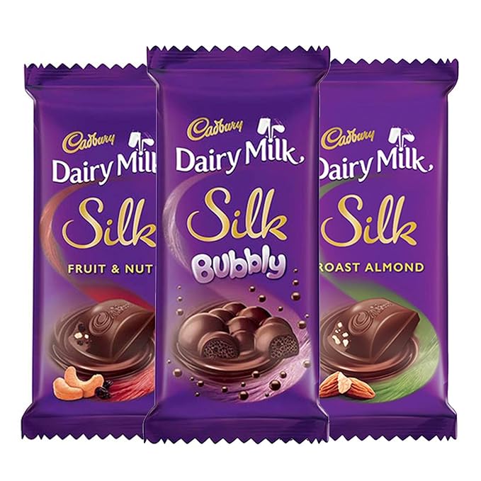 Cadbury Dairy Milk Silk Small Chocolates Combo (2 x Bubbly 50g, 2 x