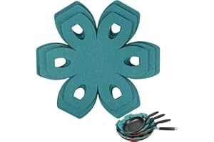 BYKITCHEN Pot Pan Protectors, Set of 6 & 3 Different Sizes, Felt Pot Protectors for Stacking, Cyan Pan Separators Protectors for Stacking and Protecting Your Cookware
