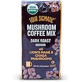 Four Sigmatic Mushroom Ground Coffee, USDA Organic and Fair Trade Coffee with Chaga and Lion’s Mane mushrooms Vegan, Paleo, 12 Ounce, Dark roast