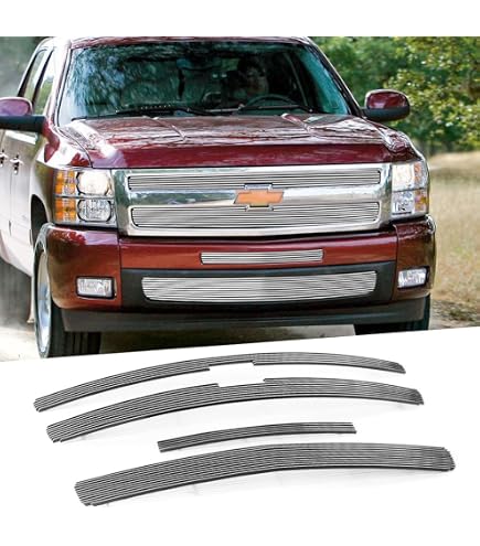 YHIMPORT 4-Piece Chrome Billet Grille Combo For 2007-2013 Chevy Silverado 1500 – Main Upper + Top Bumper + Lower Bumper, Bolt-Over
