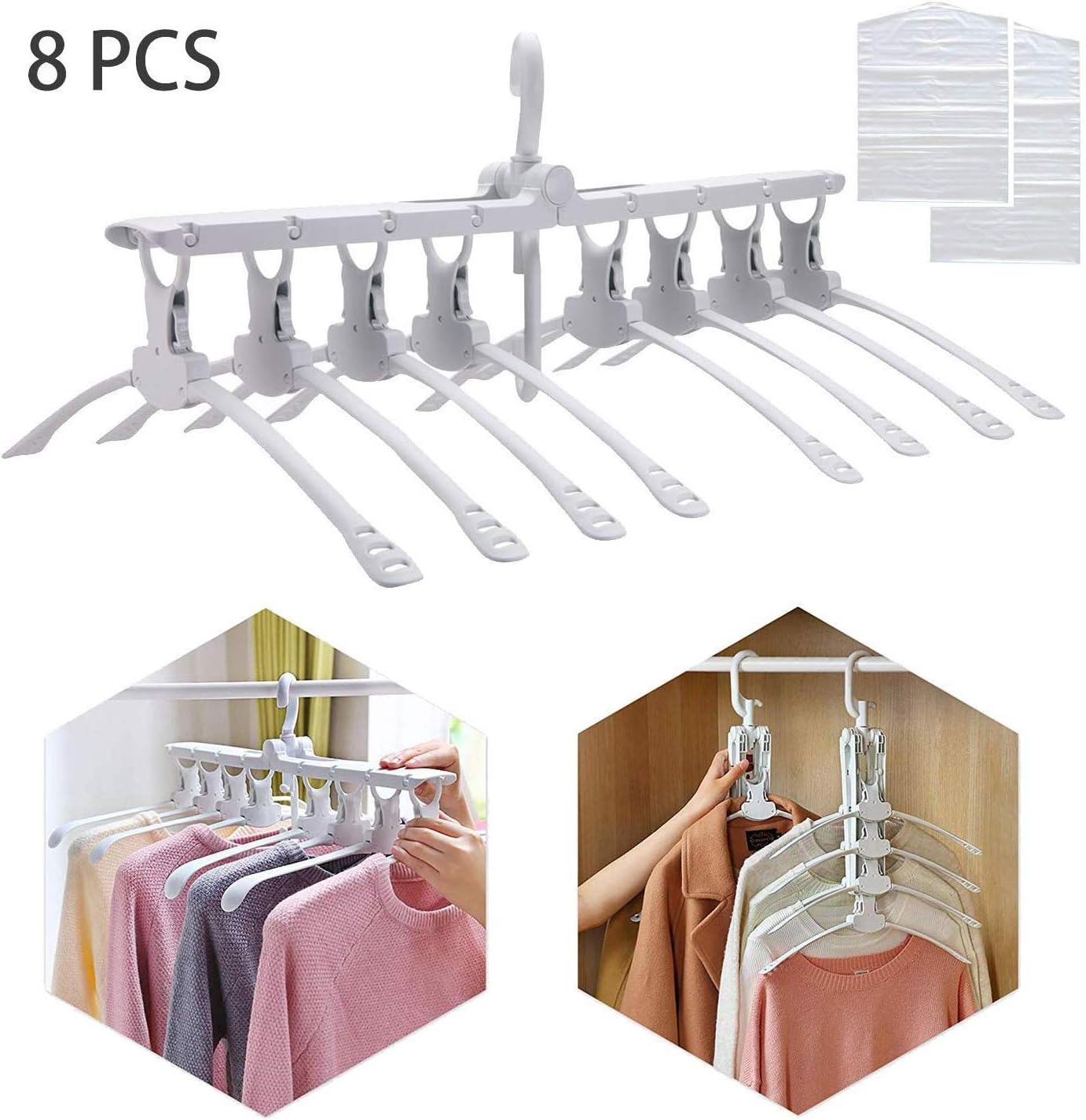 Nifty Essentials Space Saving Hangers for Shirts, Clothes Wardrobe Space Saver Hanging