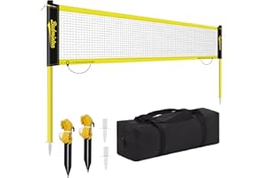 PUULIVEE Regulation Size 20ft Portable Outdoor Badminton Net Set for Backyard with Heavy Duty Poles, Carry Bag