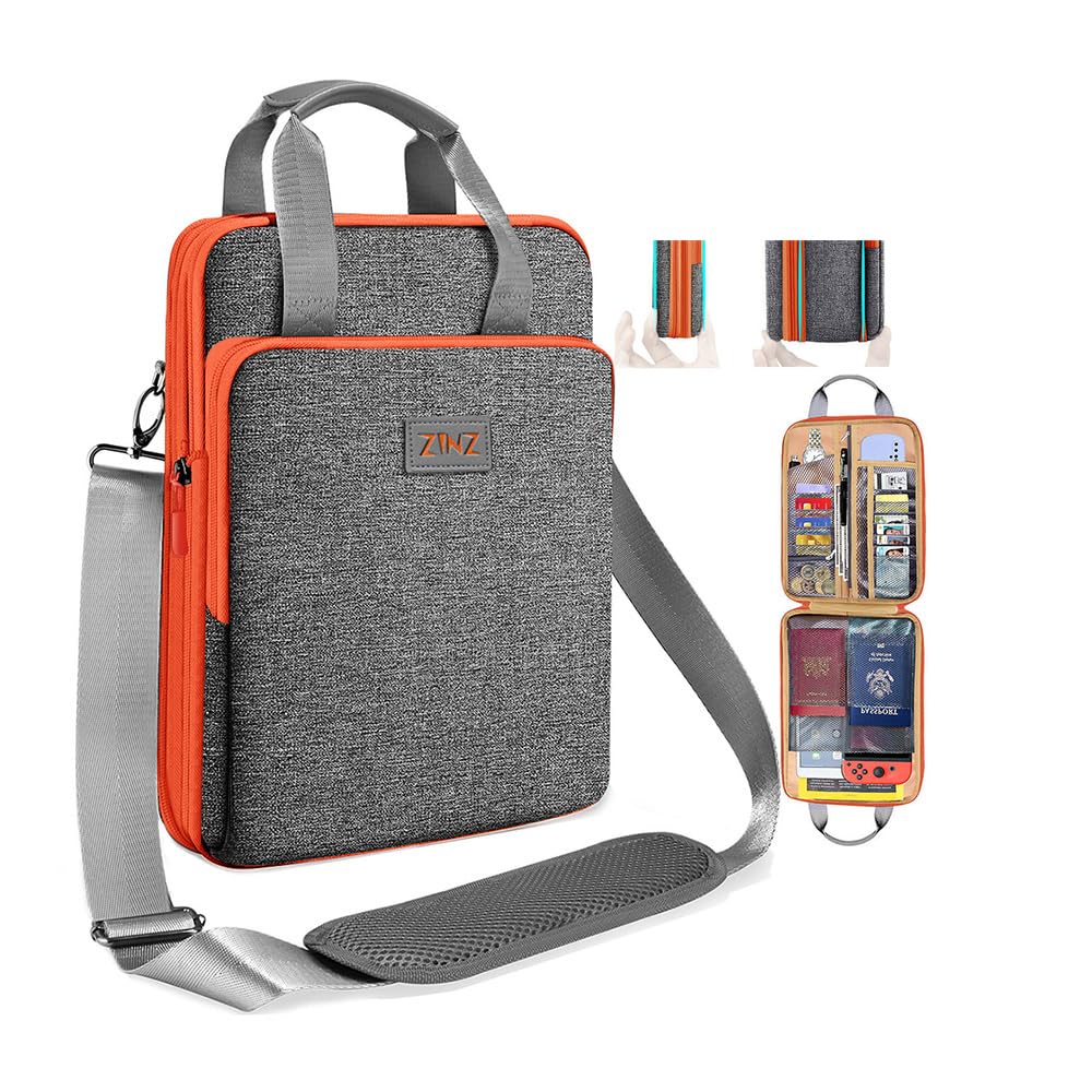 ZINZ Laptop Case 12.9 13 Shoulder Bag, Expandable Handbag with Valuables Compartment Compatible with MacBook Air/Pro/Neo 13" M5/M4/M3/M2/M1, iPad 12.9/13/11, Water-Resistant & Shockproof,L02G05