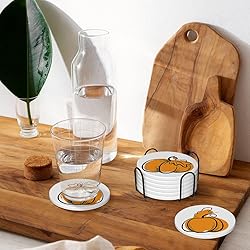 Fall Drink Absorbent Coasters with Holder Set of