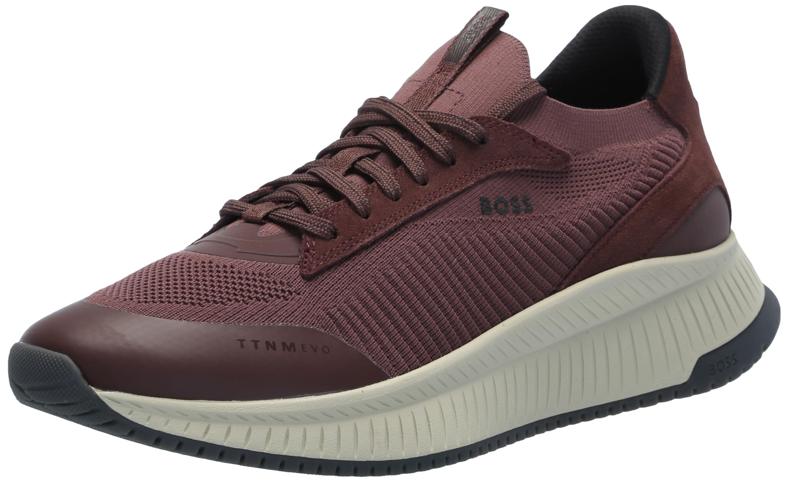 BOSS Modern Knit Structure Running Sneaker, Burgundy Plum, 13