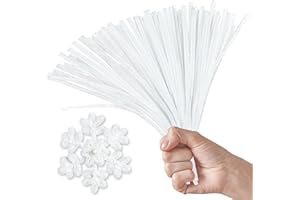 YOBLINK 100PCS White Pipe Cleaners,White Pipe Cleaners for Crafts,Pipe Cleaner Craft,Art and Craft Supplies