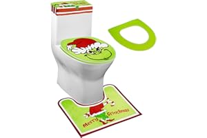 GYGOT 4pcs Christmas Bathroom Decor Sets,Christmas Bathroom Decorations Sets-Include Toilet Lid/Seat/Tank Cover/Rug for Christmas Indoor Decor