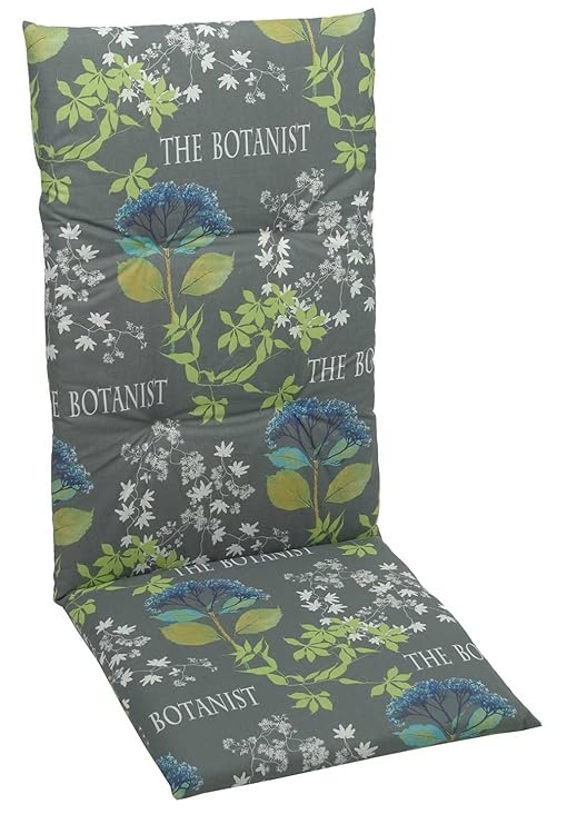 Sesselauflage Sitzpolster Gartenstuhlauflage für Hochlehner ANDREUS 1 | B 50 cm x L 118 cm | Grau | Baumwolle | Polyester
