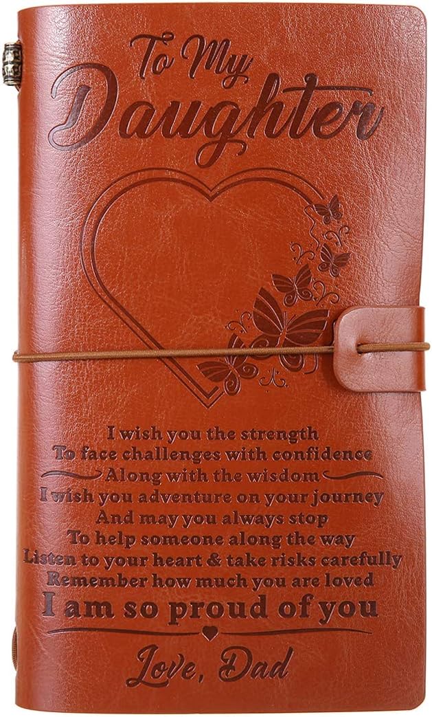 Weforu to My Daughter Journal Notebook, Leather Notebook Travel Diary from Dad Father for Christmas/Birthday/Gratuation Gift