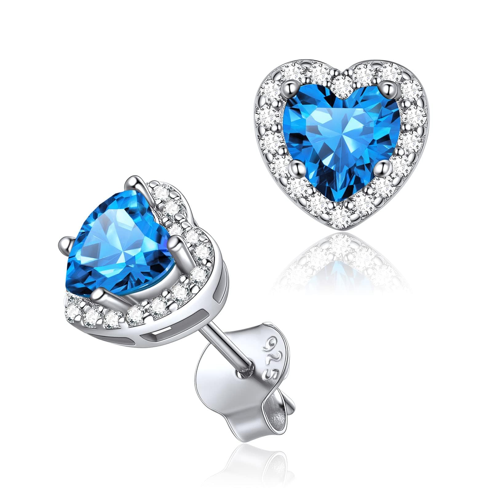 ChicSilver Silver Stud Earrings for Woman Lucky December Birthstone Earring 925 Sterling Silver Ear Studs Piercing Jewellery