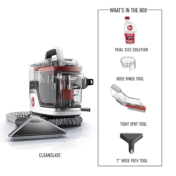 HOOVER CLEANSLATE PET PORTABLE CARPET + UPHOLSTERY SPOT CLEANER MACHINE, POWERFUL SUCTION WITH VERSATILE TOOLS, PET STAIN REMOVER, CAR AND AUTO DETAILER, PAIR WITH HOOVER CARPET CLEANER SOLUTION
