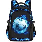 ZHIMEBYE Kids Backpack for Boys - Soccer Boys Backpacks for Kids Teens Elementary Middle School, 17″ Large Capacity Students Bookbag, Perfect for Travel and School