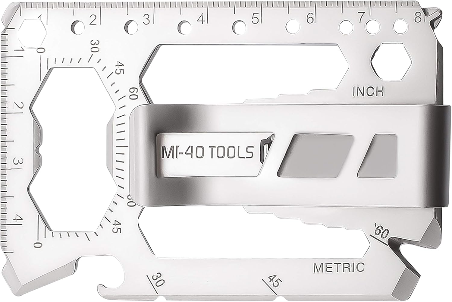 MI-40 TOOLS Ultimate Credit Card Multitool Wallet With Money Clip | 40-In-1 Multipurpose, Multifunction Toolcard With Slim Minimalist Design | Includes CanBottle Opener, Screw DriverMuch More