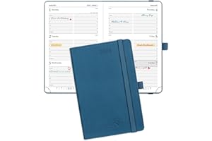 POPRUN Pocket Calendar 2024 Planner Weekly and Monthly for Purse - Agenda 2024 with Vegan Leather Soft Cover, Elastic Closure, Pen Holder and More,4" x 6.25" - Night Sky Blue