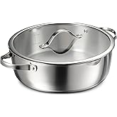Tramontina Tempo Tri-Ply Base Stainless Steel 6-Quart Braiser Pan with Glass Lid, Induction-Ready, Oven-Safe, Dishwasher-Safe