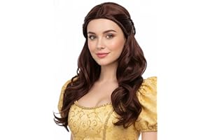 ZGXYZXMY Women's Long Wavy Brown Wigs Hair Princess Wig with Bun for Adult Halloween Cosplay