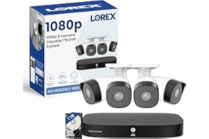 Lorex 1080p 8 Camera Capable 1TB Wired DVR System | 4 White Metal Housing Bullet Cameras | 65ft Night Vision | Smart Motion Detection | IP67 Weatheproof