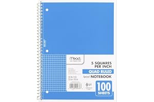 Mead Spiral Notebook, 1 Subject, Graph Ruled Paper, 7-1/2" x 10-1/2", 100 Sheets, Blue (05676AY7)