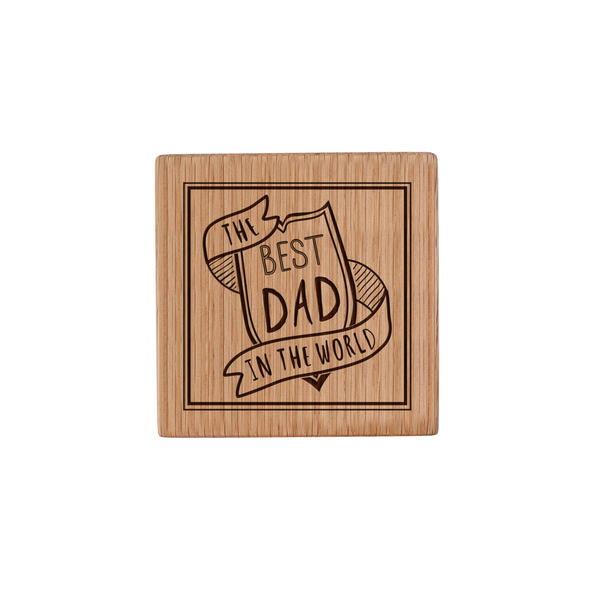 CGB Giftware | Loft 'Best Dad In The World' Square Oak Coaster | Father's Day | Humour Gift Novelty | GB08113