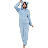 COZYPOIN Womens Onesie Pajamas Cute Fleece One Piece Hooded Romper Winter Warm Adult Onesies Fuzzy Jumpsuit Loungewear