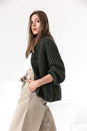 green chunky cardigan