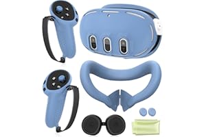 Silicone Cover Set Compatible with Oculus/Meta Quest 3, VR Accessories Protective Cover Includes Controller Grips, Front Shel